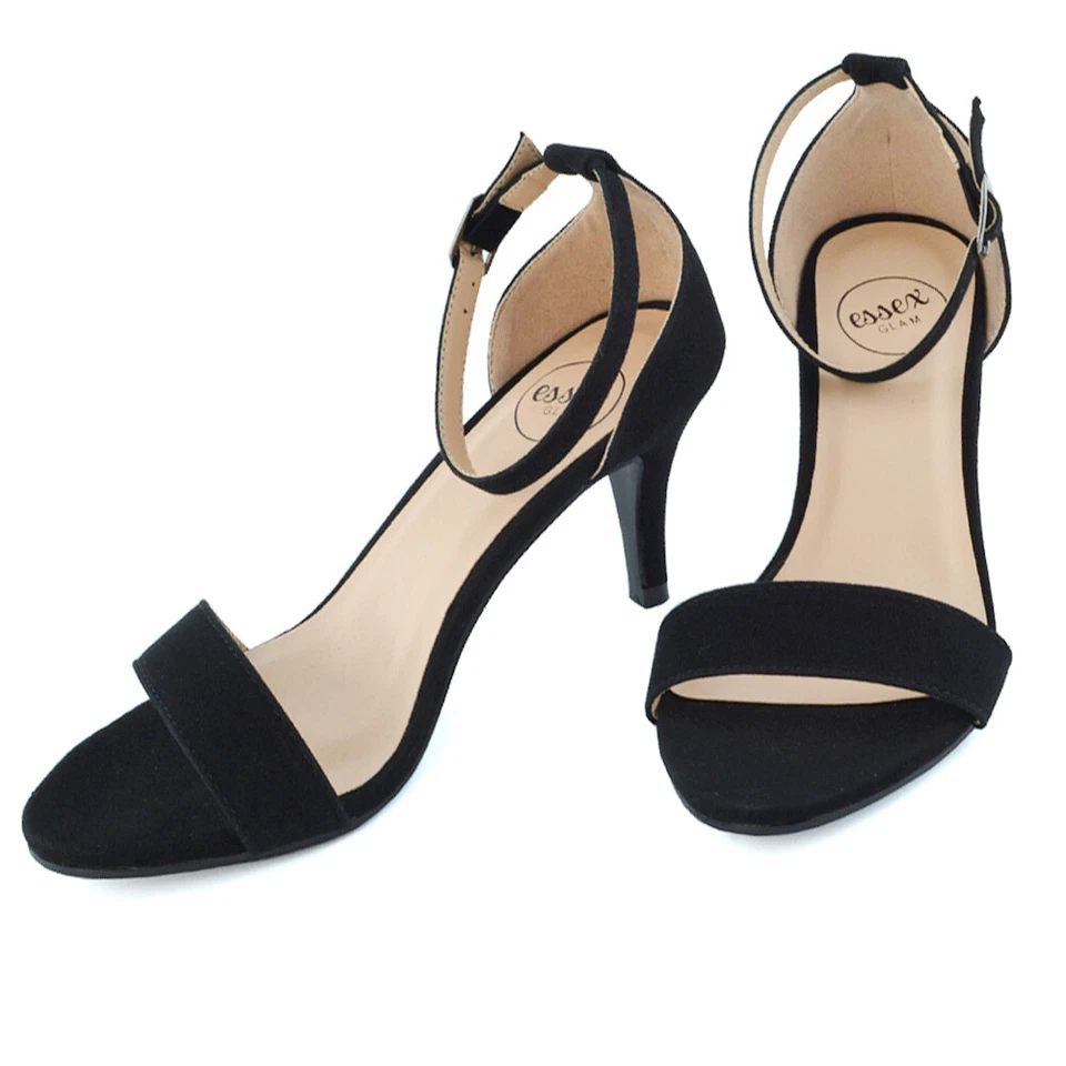 Womens Low Heel Stiletto Sandals Ladies Peep Toe Party Prom Ankle Strap Shoes — 第 2/4 张图片