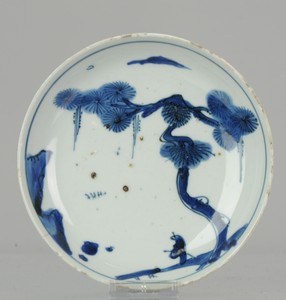 Antique Chinese Porcelain Late Ming 1600-1640 Tianqi Chongzhen figure Pine