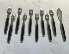 Mar-Crest Ebony Elegance Atomic Star MCM Appetizer Fork Butter Knife Lot of 10