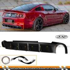 For 13-14 Ford Mustang GT V6 AMPP GT500 Style Matt Black Shark Fin Rear Diffuser