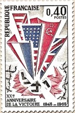 France #YT1450 MNH 1965 WWII Victory Flags Swastika Barbed Wire [1121]