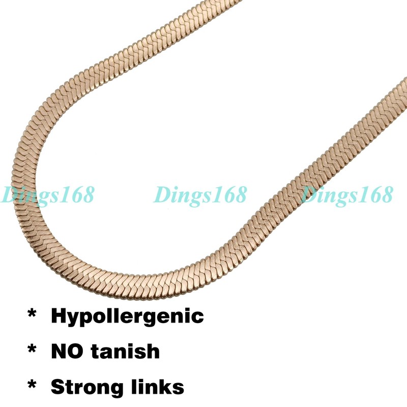 Rose Gold Filled Tarnish-Resist 24" 5mm Wide Italian Herringbone Chain Necklace