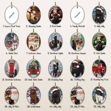Newfoundland Dog Oval Glass Christmas Hanging Ornaments X-mas Tree Decorations