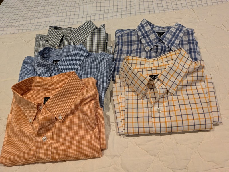 5 Jos. A. Bank Travelers Collection Size L Short Sleeve Shirts Cotton Buttons