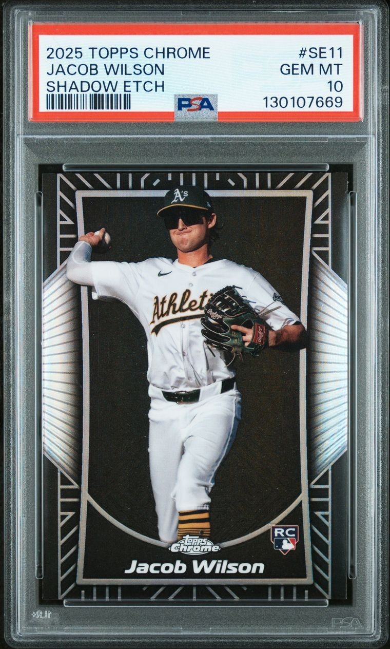 2025 Topps Chrome Jacob Wilson Shadow Etch RC Rookie #SE-11 Athletics PSA 10