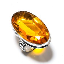 Honey Topaz Gemstone Handmade 925 Sterling Silver Gift Jewelry Ring Size 8 i128