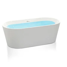 59" Anzzi Chand FT-AZ098-59 Acrylic Flat Bottom Freestanding Bathtub in White