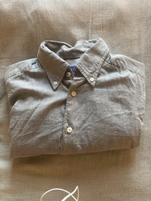 Eton Slim Gray 15.5 39 M Light Flannel Shirt 
