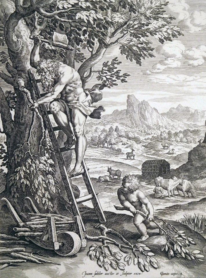 Kupferstich, Set und Enosch, M. de Vos/ J. Sadeler, 1586, Hollstein 31 - Bild 4 von 4