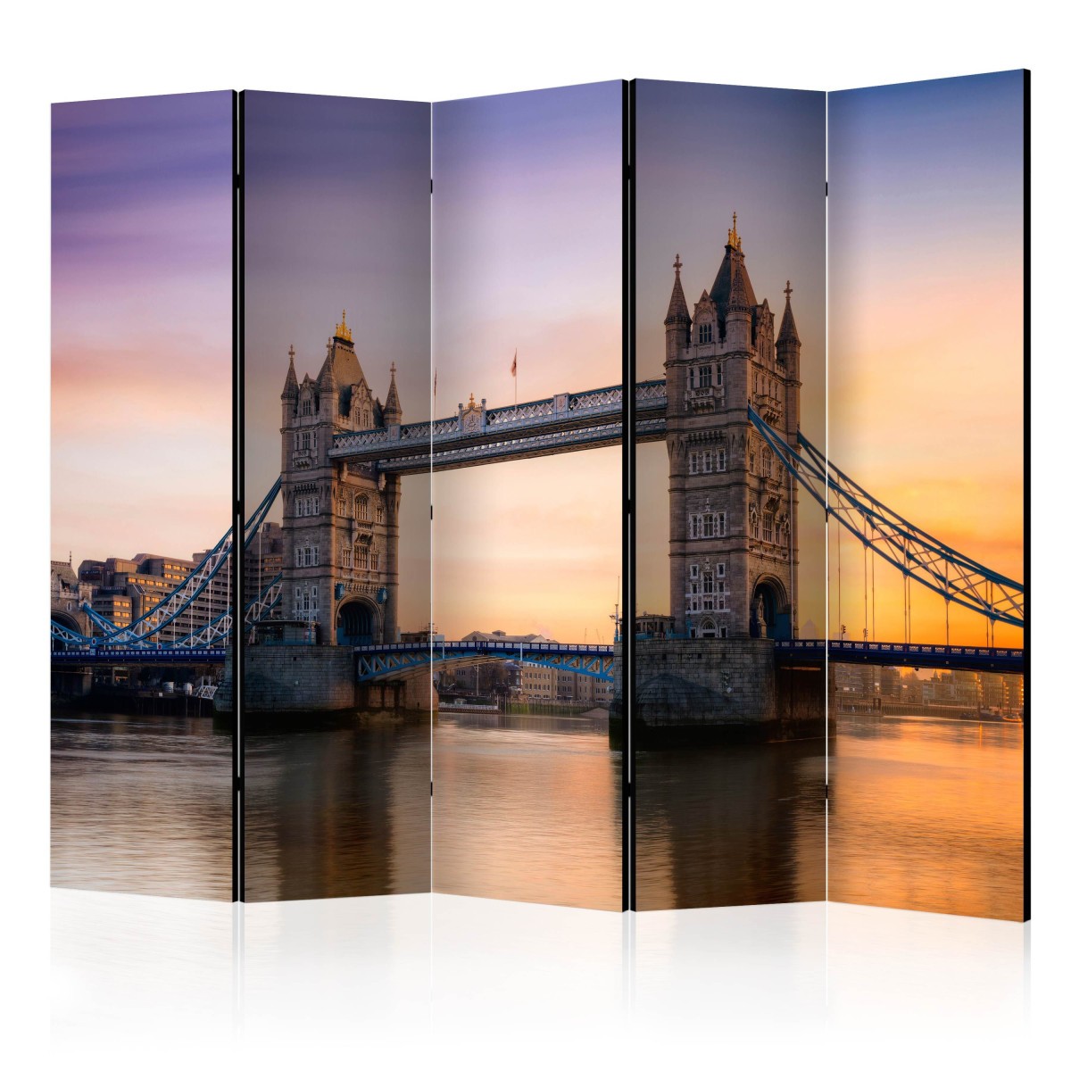 Paravent 5 volets Tower Bridge at Dawn 172x225cm pour séparer un grand studio