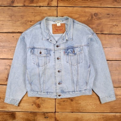 Vintage Levis Jeansjacke L Herren 90er Blau Relaxed Trucker Light Wash Western