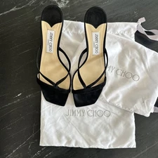 Jimmy Choo Sandal Heel Sz. 40 Black Velvet (narrow)
