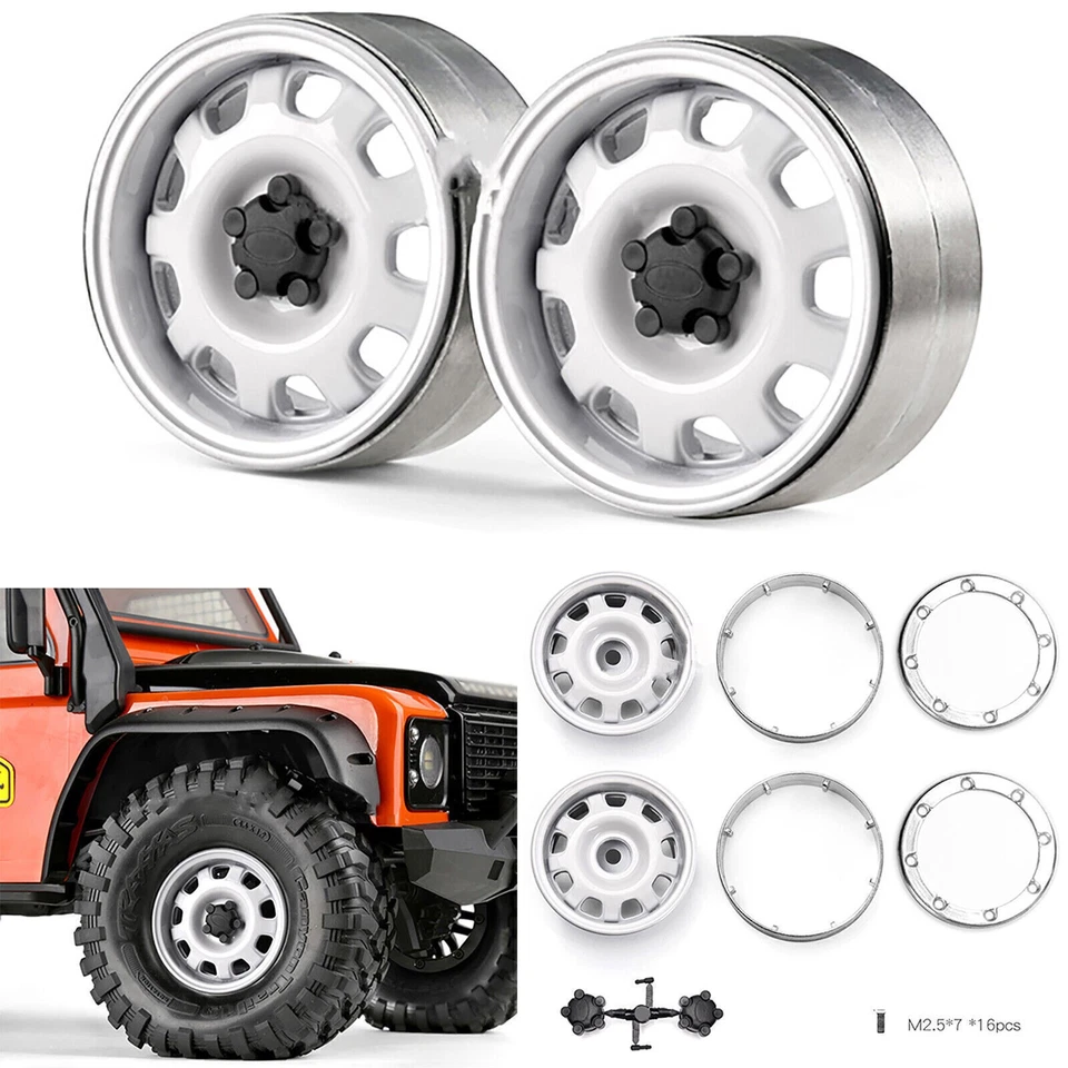 Metal Car Wheel Rims Hubs 12mm Hex for 1/10 SCX10 TRX-4 New Defender RC Crawler - Image 2 of 4