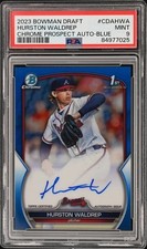 2023 Bowman Draft Chr 1st Auto Hurston Waldrep TRUE Blue Refractor /150 PSA 9