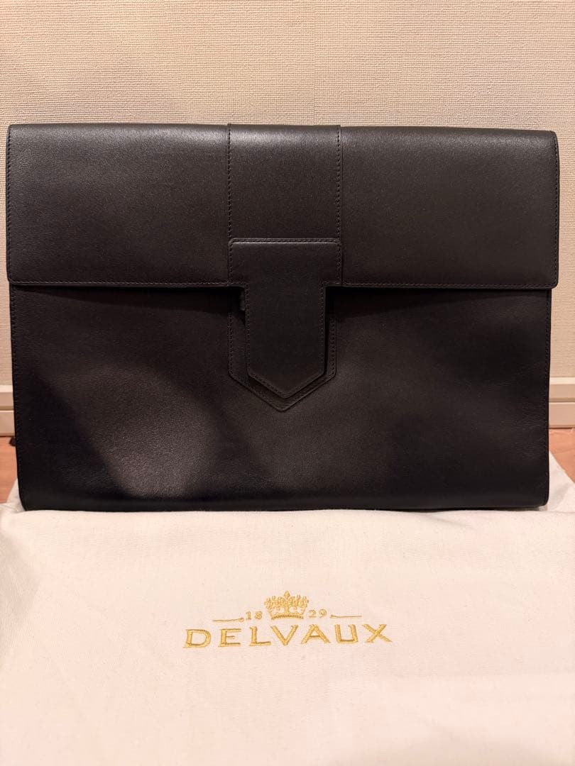 Delvaux Black Leather Clutch Bag Men Rare Model Limited Edition