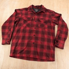 PENDLETON loop collar flat hem plaid wool flannel board shirt SMALL