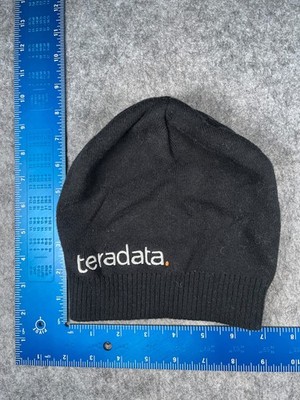 Teradata Port Authority Beanie Toque Adult Black Knit 100% Cotton Embroidered