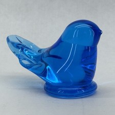 Vintage Bluebird Of Happiness Blue Glass Bird Figurine Signed by Artist 1990