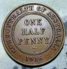 1916 ONE HALF PENNY 