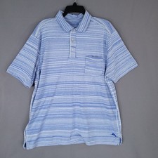 Tommy Bahama Polo Shirt Men's Blue Large IslandZone Stretch Casual Top