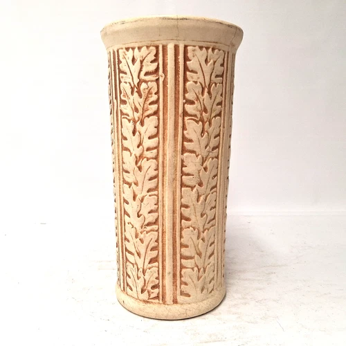 Antique Weller Oak Leaf Clinton Ivory Art Pottery Vase Arts & Crafts