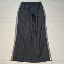 VTG BCG Track Pants Gray Piping Stripe Raver Parachute Baggy Wide Skate-M-9854