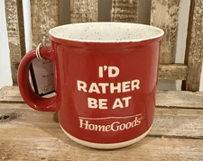 NEW “I’d Rather Be At Home Goods” Red Double Sided Ceramic Coffee Tea Mug TJMaxx