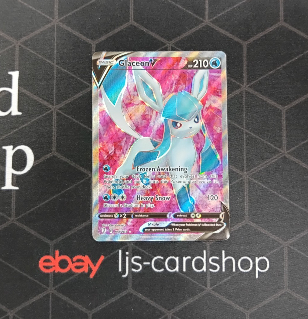 Glaceon V Evolving Skies 174/203 Ultra Rare Full Art NM Pokemon Card T1