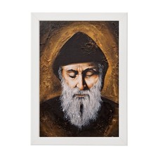 Quadro religioso moderno con cornice del ritratto di San Charbel Macklouf