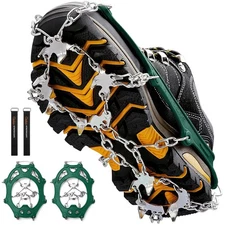Cimkiz Ice Cleats Snow Grips Crampons 19 Steel Spikes Anti-Slip Hiking Fishing W