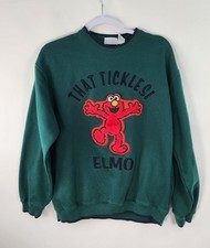 Vintage Sesame Street Elmo Sweatshirt Women's L Green Crewneck That Tickles
