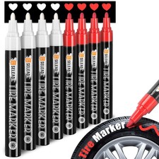 SELEAD Tire Marker White Red - 8 Pack Paint Pens for Car Tires 4white 4red