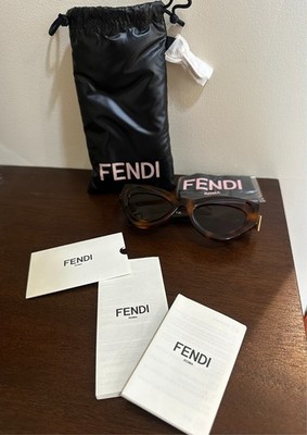 Fendi FF Diamonds Light Tortoise Cat Eye Sunglasses, Original Packaging