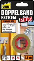 Uhu Doppelband Extrem, Extrem Hohe Klebekraft Von 120 Kg/Rolle, 1,5 M X 19 Mm