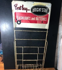 Vintage Bright Star Flashlights Store Display Sign Rack