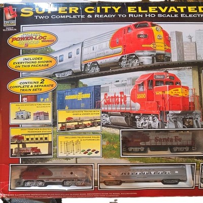 Life-Like Super City Elevated Rails HO Train Set Santa Fe 2 Sets NIB SEALED