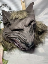Scary Werewolf Mask with Fur Latex Realistic Halloween Costume Cosplay Adult