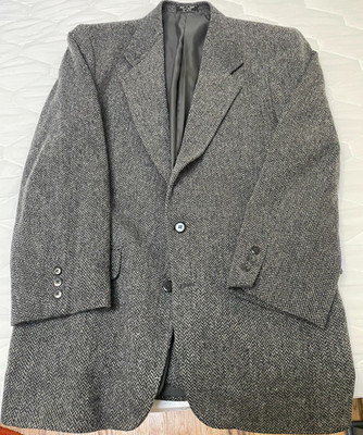 Hardy Amies Saville Row London Blazer Sport Jacket Coat Grey Gray Tweed L 42