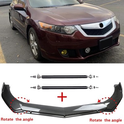 Carbon Fiber Style For 2004-14 Acura TSX Car Front Bumper Lip Spoiler&Strut Rods