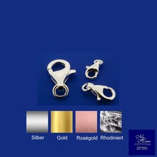 Karabinerverschluss 925 Silber & 24k feinvergoldet verschiedene Größen DIY