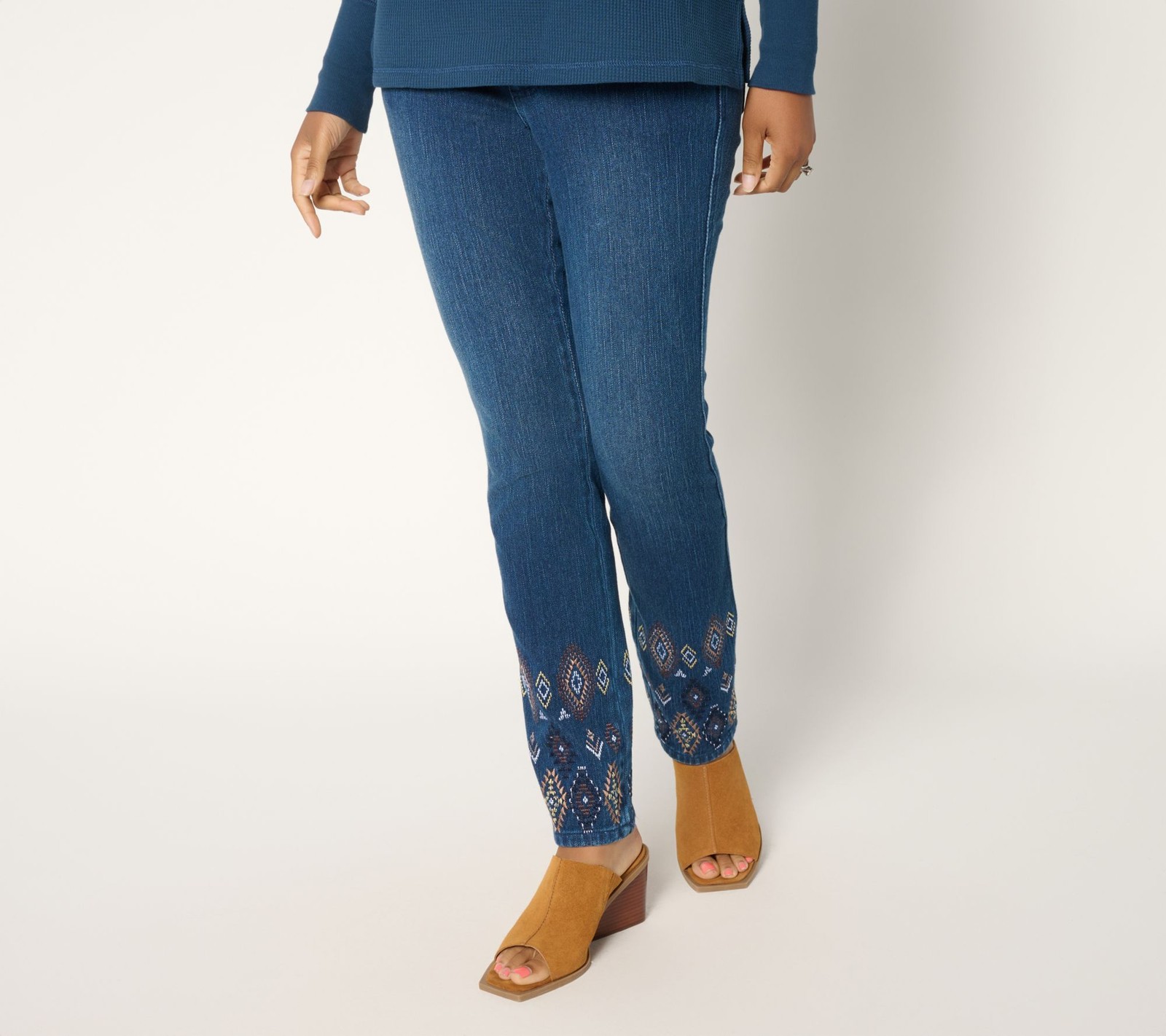 SUNNYLiFE Women's Pants Sz 12 Flexibelle Embroidered Straight Jean Blue A698062