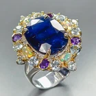 12 ctFine Art Blue Sapphire Ring 925 Sterling Silver Size 8 /R466611