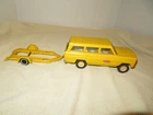 Vintage Tonka Yellow Metal Toy Jeep Wagoneer and Pull Behind Trailer
