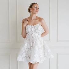 Stylish Lace Appliques Wedding Dress Scoop Neck Mini Sleeveless A-line Zipper