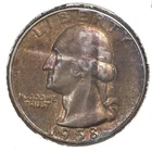1958-D Washington 90% Silver Quarter Gem BU Uncirculated - Mint Set Toned