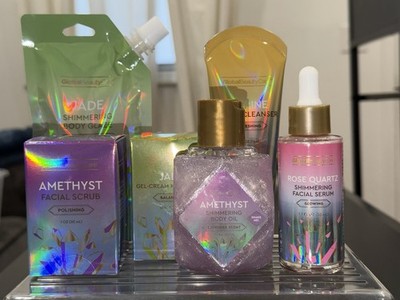 Global Beauty Care Amethyst Jade Rose Quartz Skincare Set Polishing Glow Refresh