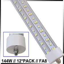 T8 8FT LED Tube Light 144W Single Pin FA8 8 Foot LED Shop Light Bulbs 6500K 12PC