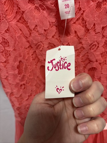 Justice Girls Size 20 Pink Coral Sleeveless Knee Length Dress With Lace & Layers - Picture 12 of 18
