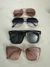 4 Pairs Men's Women's SUNGLASSES BRUSHED aviators Black Gold