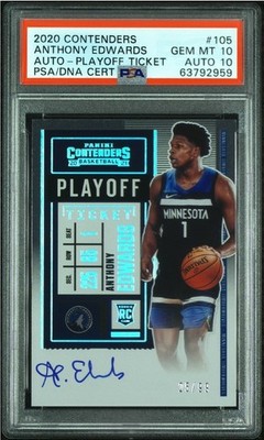 2020-21 Contenders Anthony Edwards Playoff Ticket Auto RC /99 PSA 10/10 POP 3